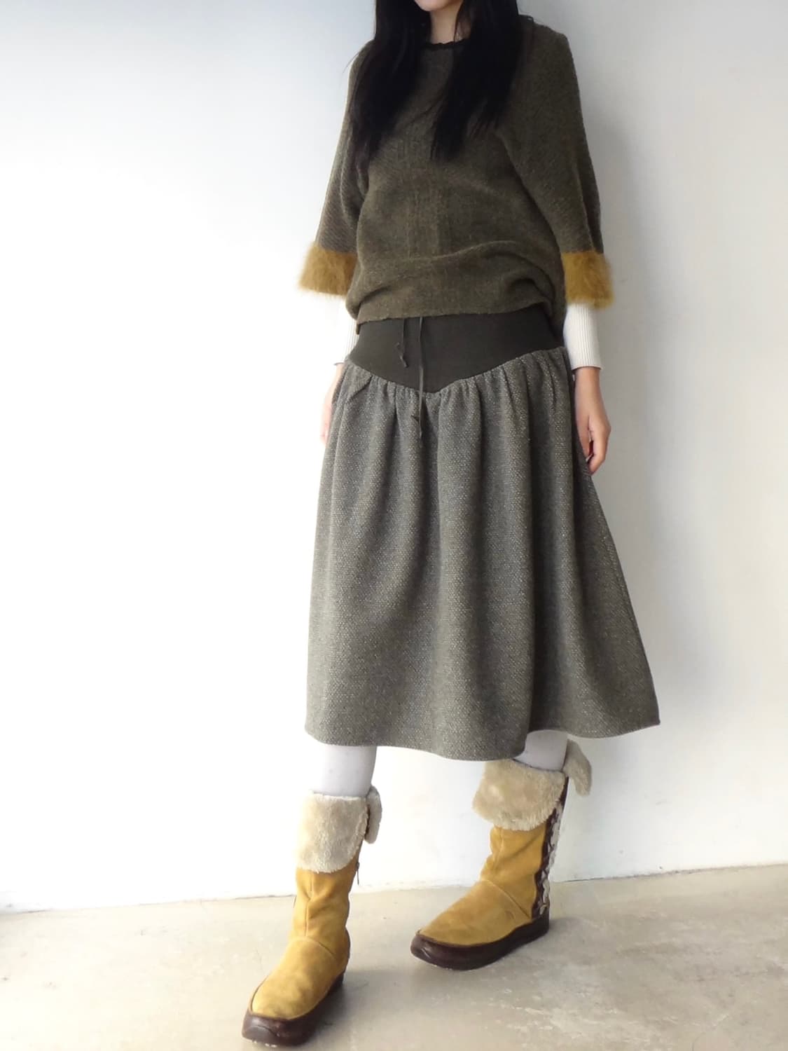 Muse fur half knit / khaki 상품이미지5