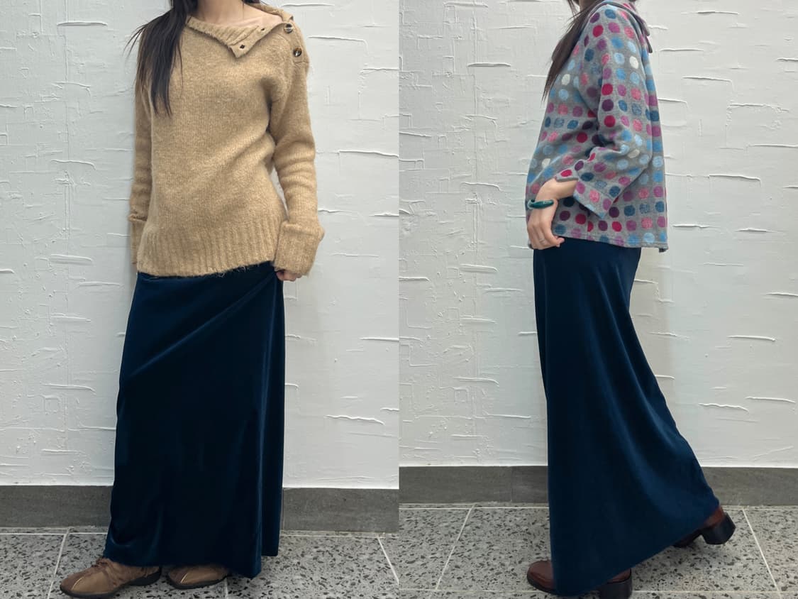 Teal velvet maxi skirt 상품이미지2