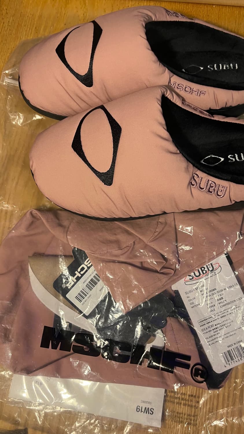 미스치프 x 스부 푸퍼 슬리퍼 로즈 브라운 상품이미지3