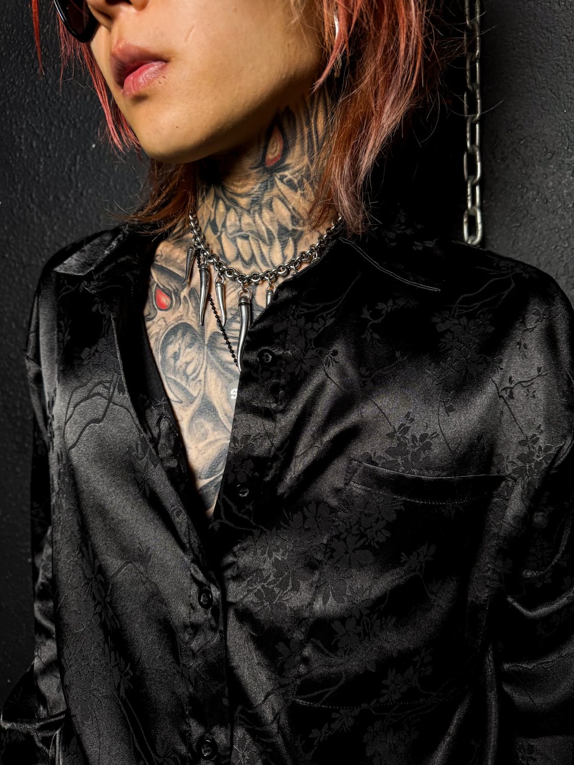 Black Floral Satin Shirt 상품이미지2