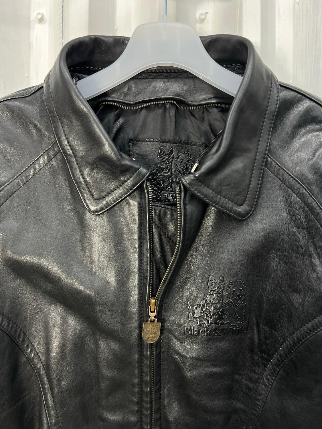 Black&White lambskin bomber 상품이미지5