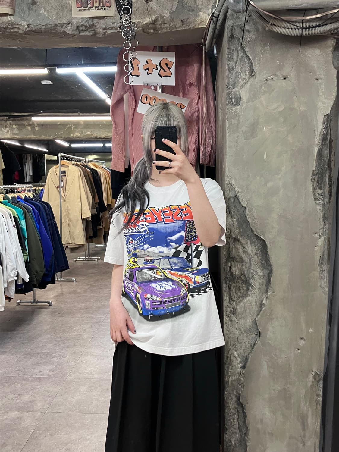 예스아이씨 빅 프린팅 반팔 티셔츠 화이트  M  #csz3370 상품이미지2