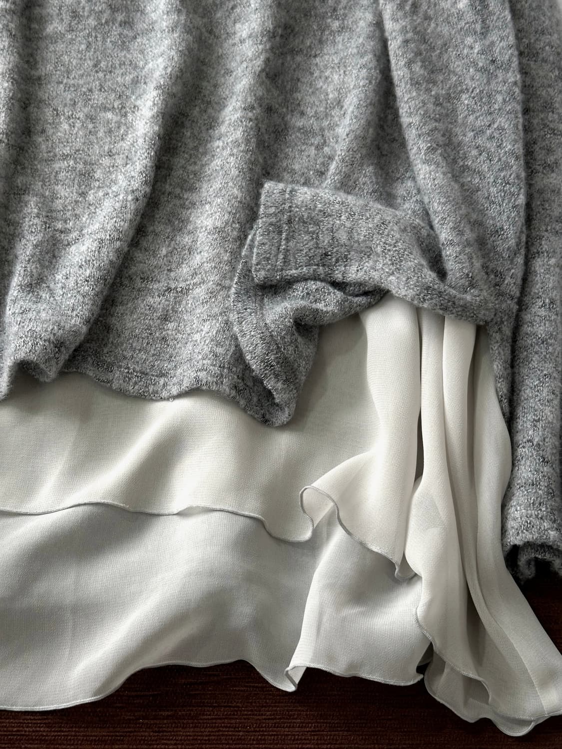 Layered design L/S loose knit top 상품이미지3