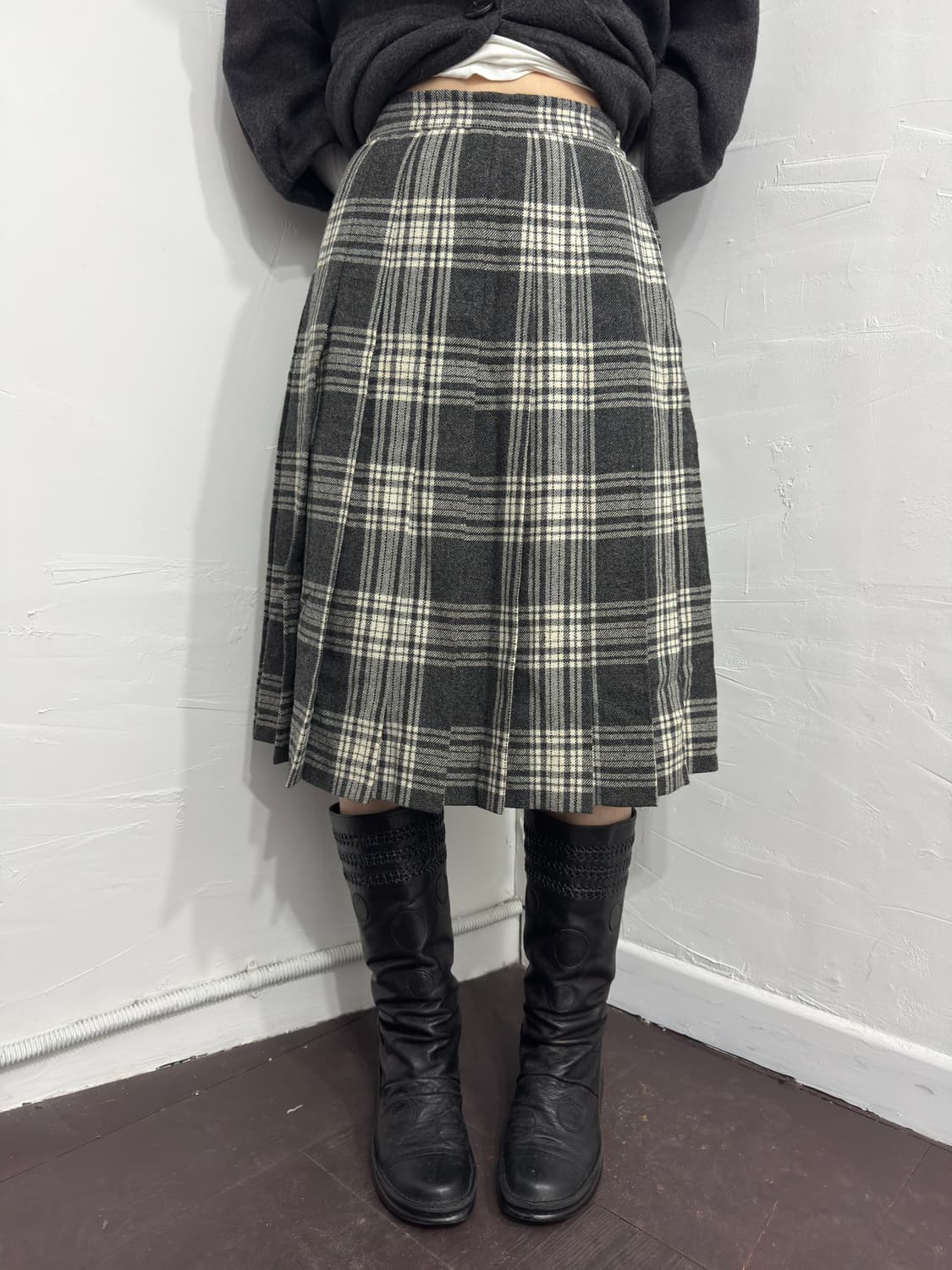 check midi wool skirt 상품이미지4
