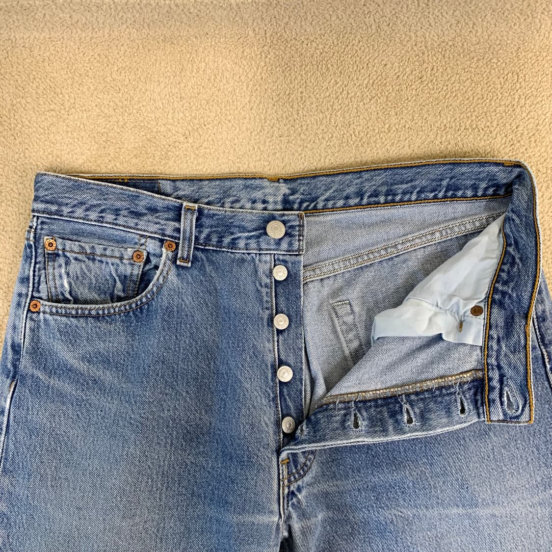 빈티지 리바이스 501 워싱 데님팬츠(33사이즈) 남자청바지 연중청 연청 상품이미지5