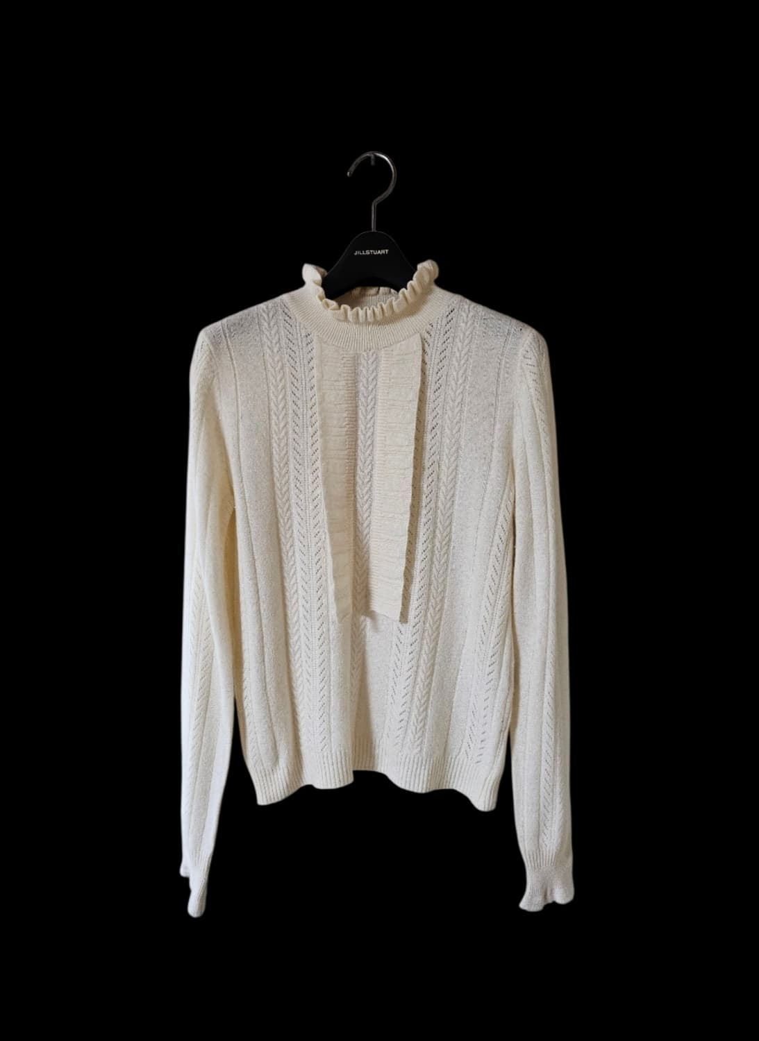 앳코너 아이보리 모크넥 프릴 장식 여성 니트 스웨터 S 상품이미지2