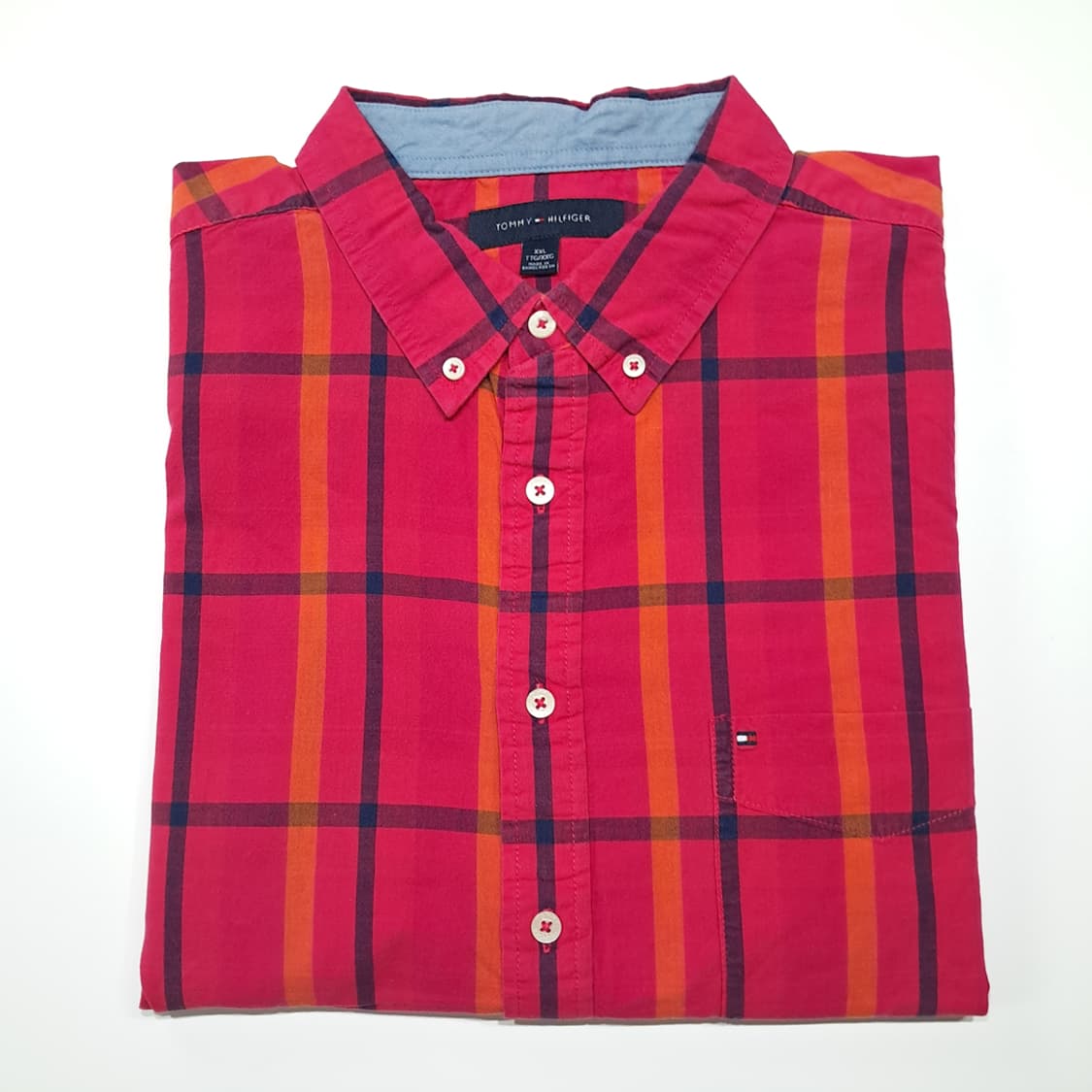 CK107 2XL 타미힐피거 타탄체크 버튼다운 핫핑크 셔츠 남방 상품이미지7