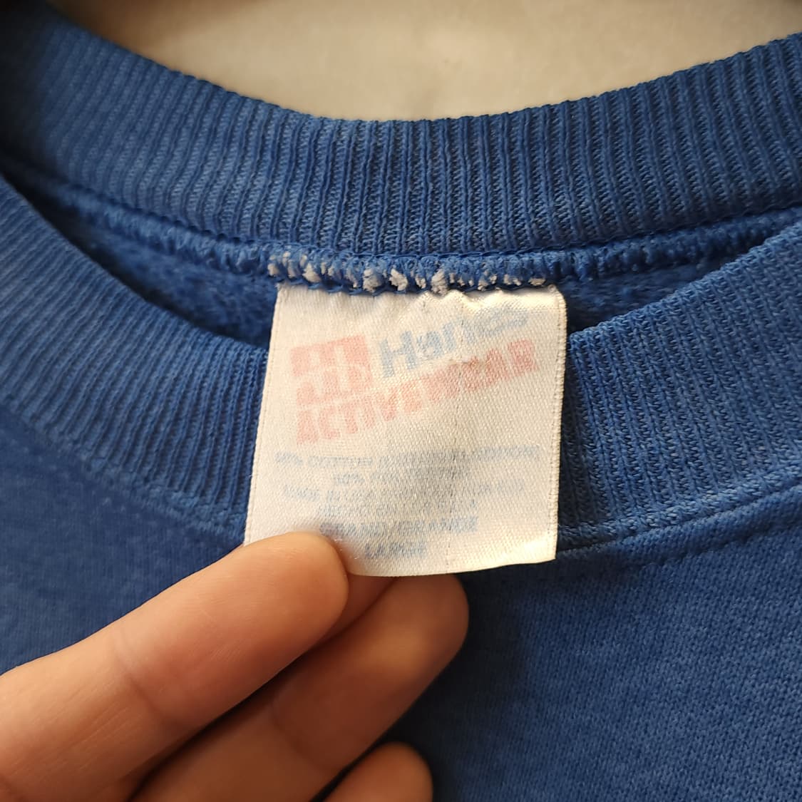 90s 헤인즈 빈티지 스웻셔츠 플레인 스웻셔츠 파스텔 블루 페이딩 L 상품이미지4