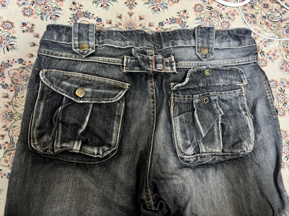 그레이 카고 와이드 멀티포켓 데님진 y2k 스트릿 34인치 상품이미지3