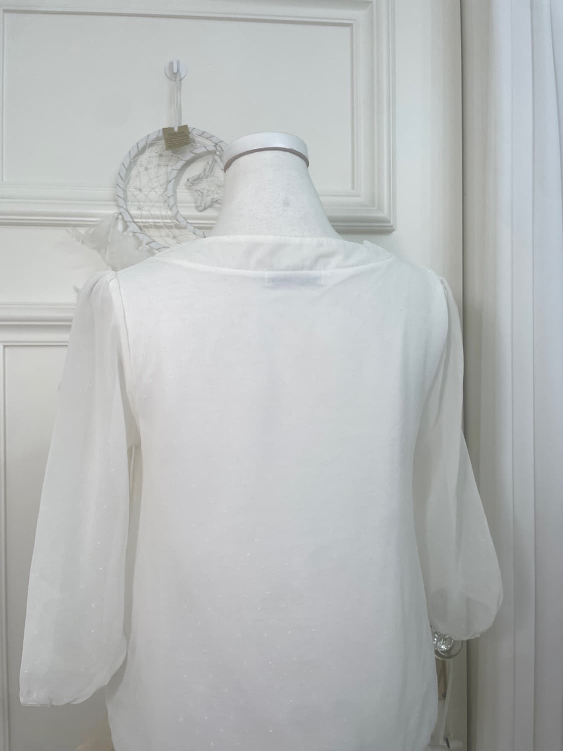white pure glitter dot bow blouse 상품이미지4