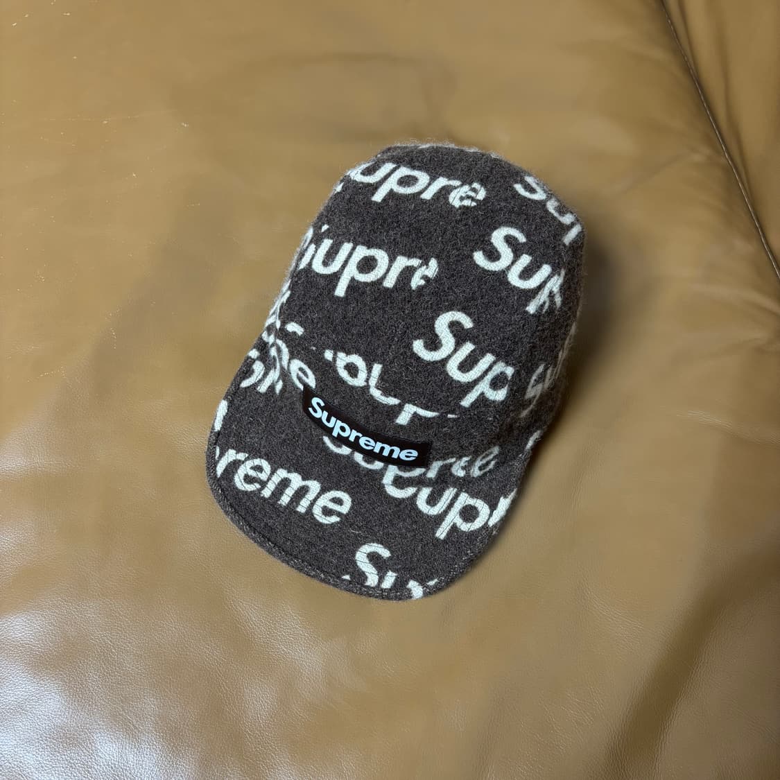 슈프림 캠프캡 모자 박스로고 해리스트위드 브라운 상품이미지5