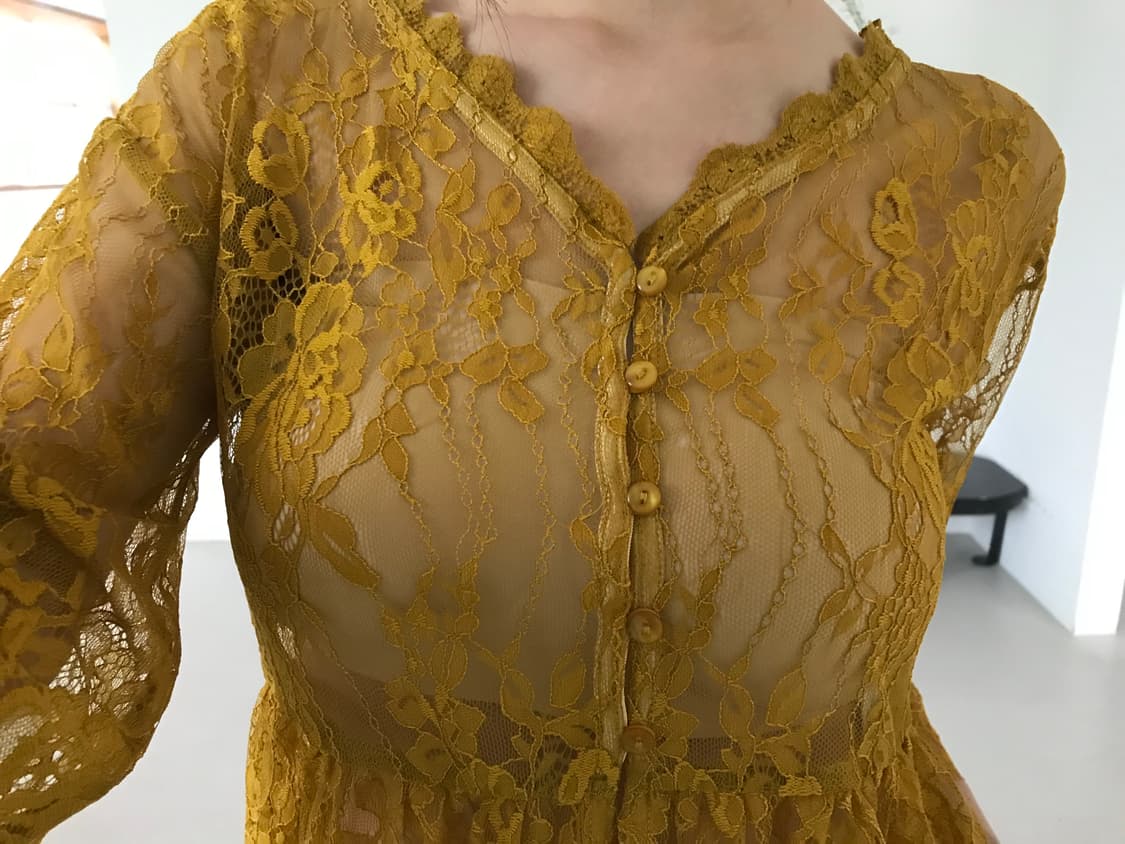 vintage yellow lace blouse 상품이미지5