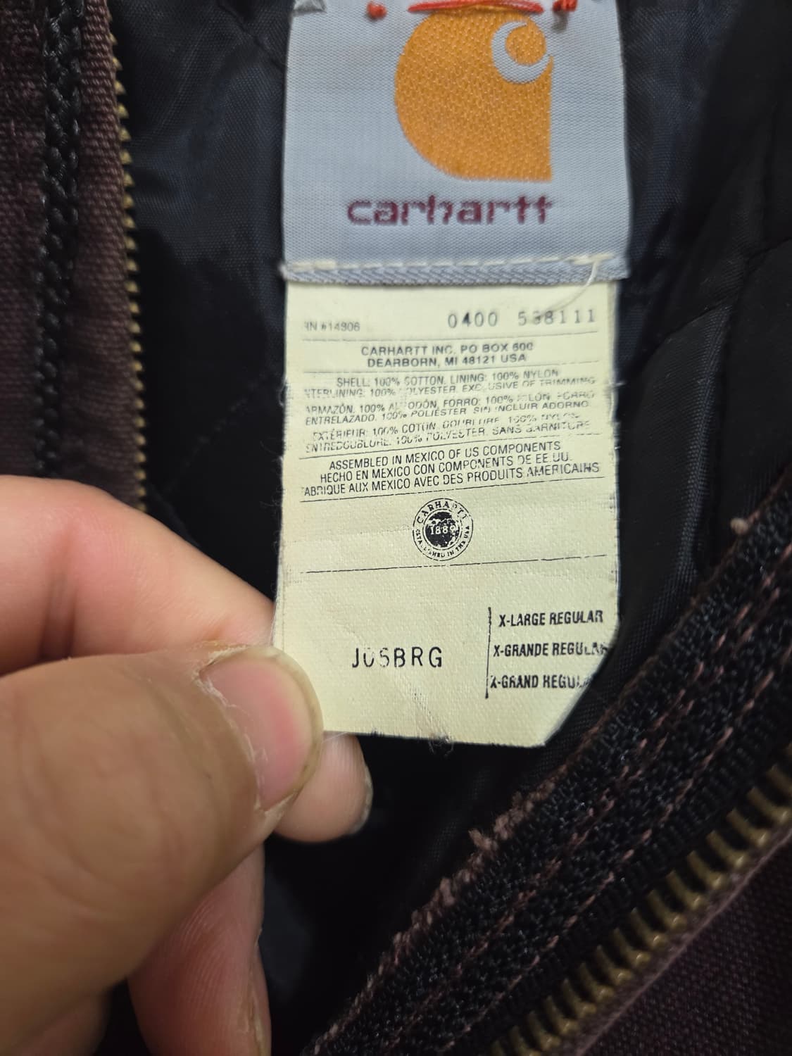 Carhartt j06 brg XL 칼하트 버건디 상품이미지3