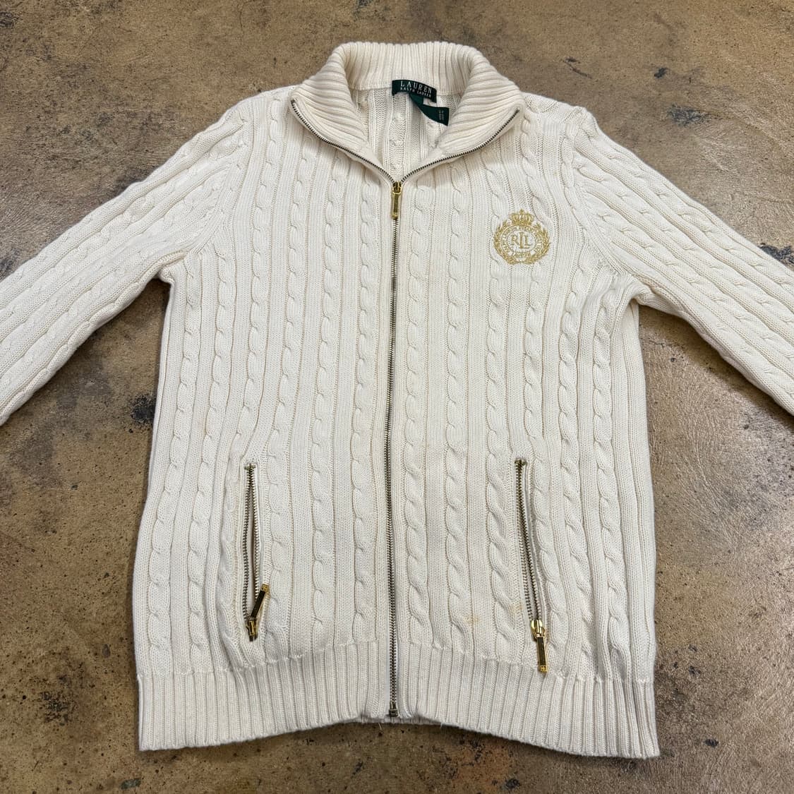 폴로 랄프로렌  화이트 꽈배기 니트 집업  상품이미지3