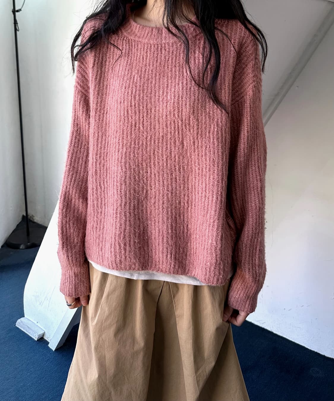 Brushed fabric rib wide knit P/O 상품이미지2