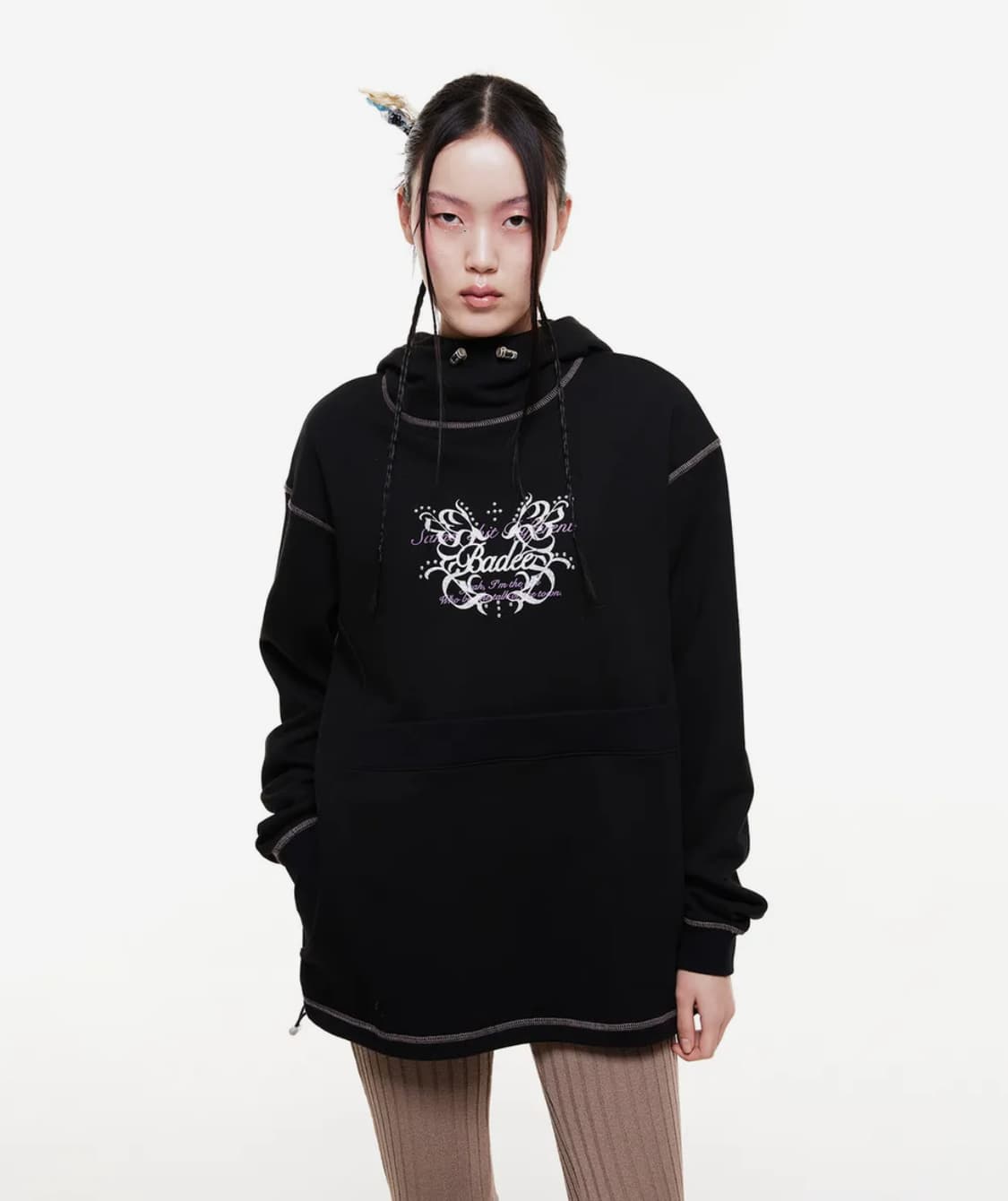 Turtleneck Long Hoodie Black / BADEE 상품이미지1