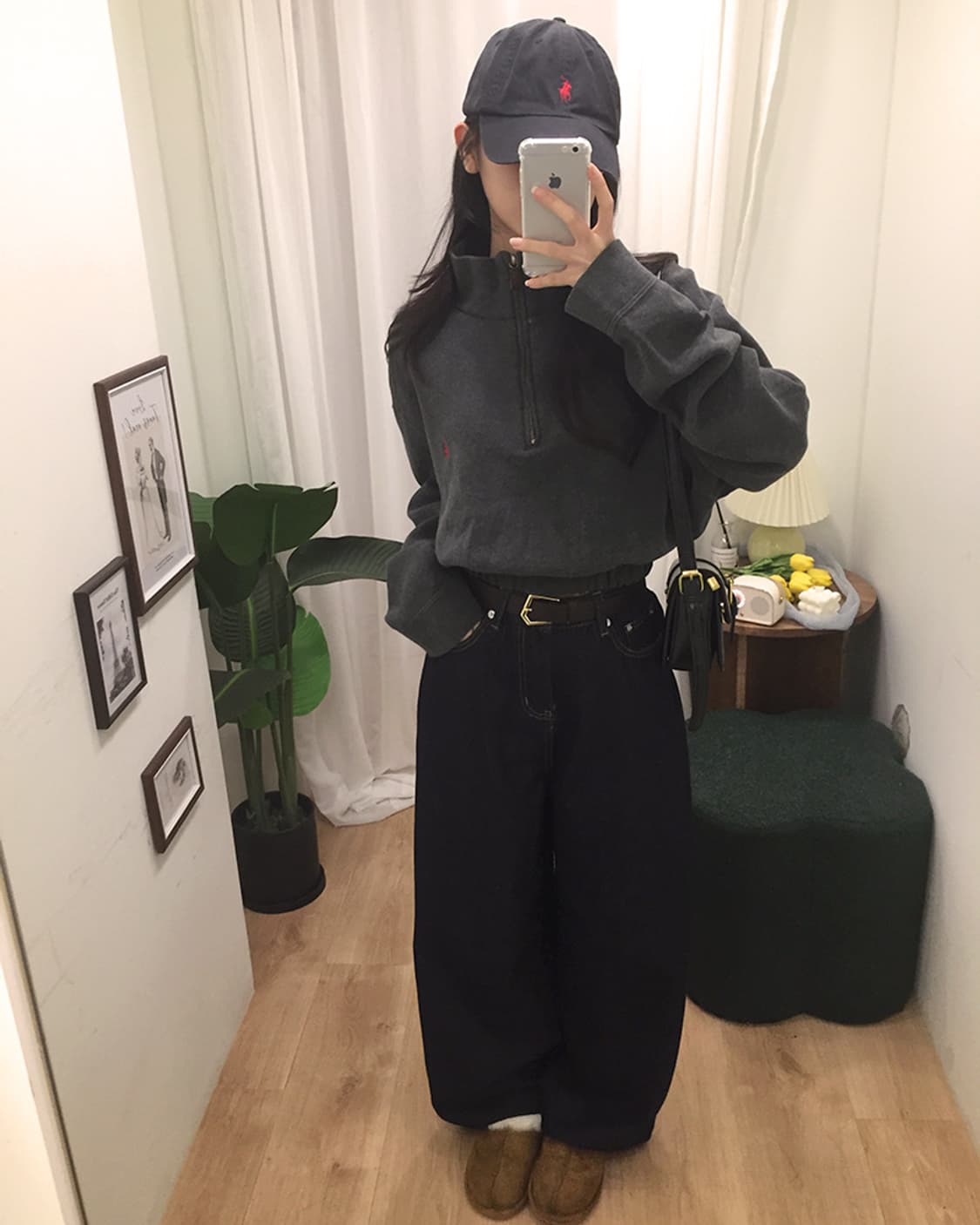 여성 폴로 오버핏 크롭반집업 100~105 상품이미지1