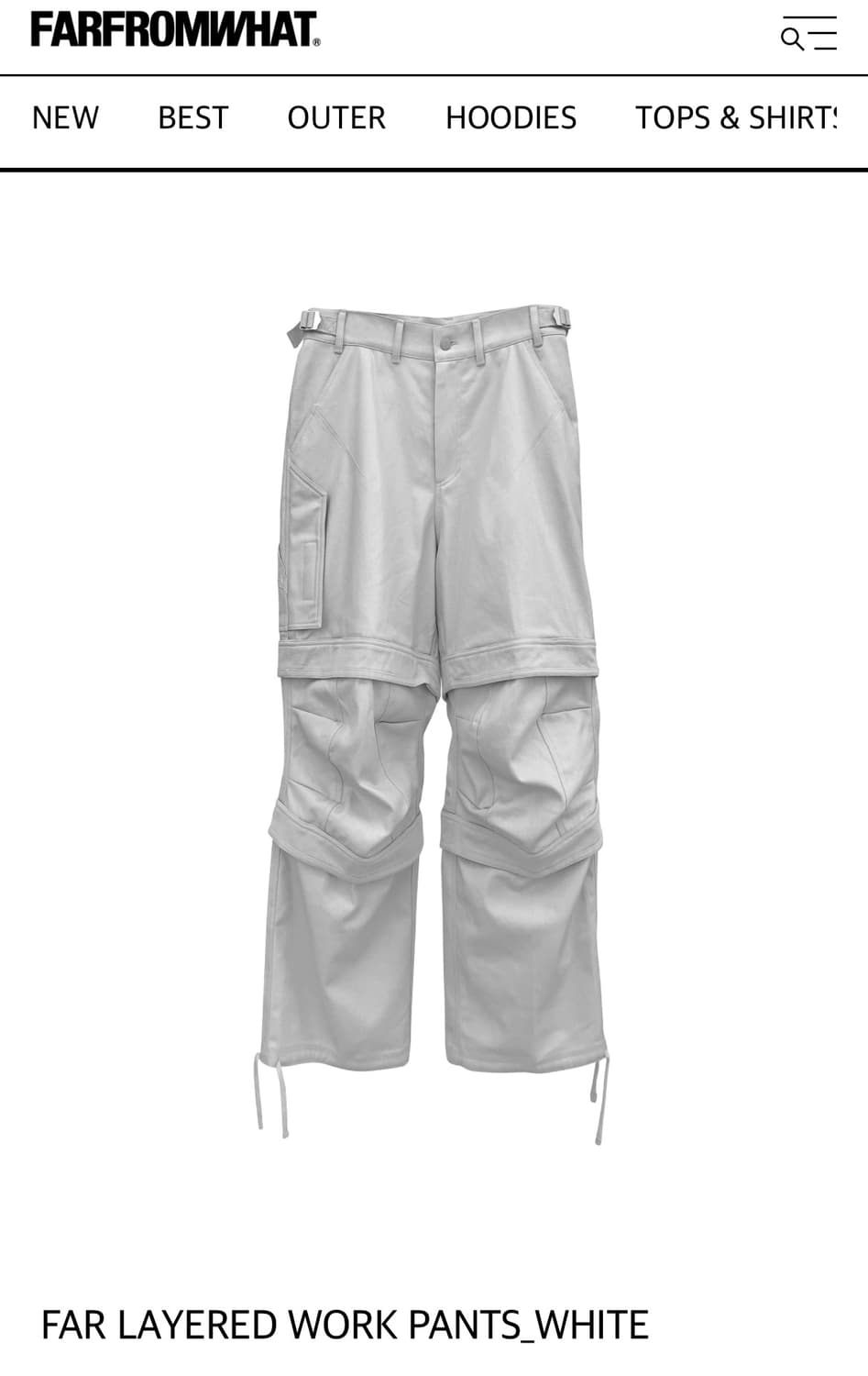 파프롬왓 Far Layered Work Pants_White 2사이즈 상품이미지1