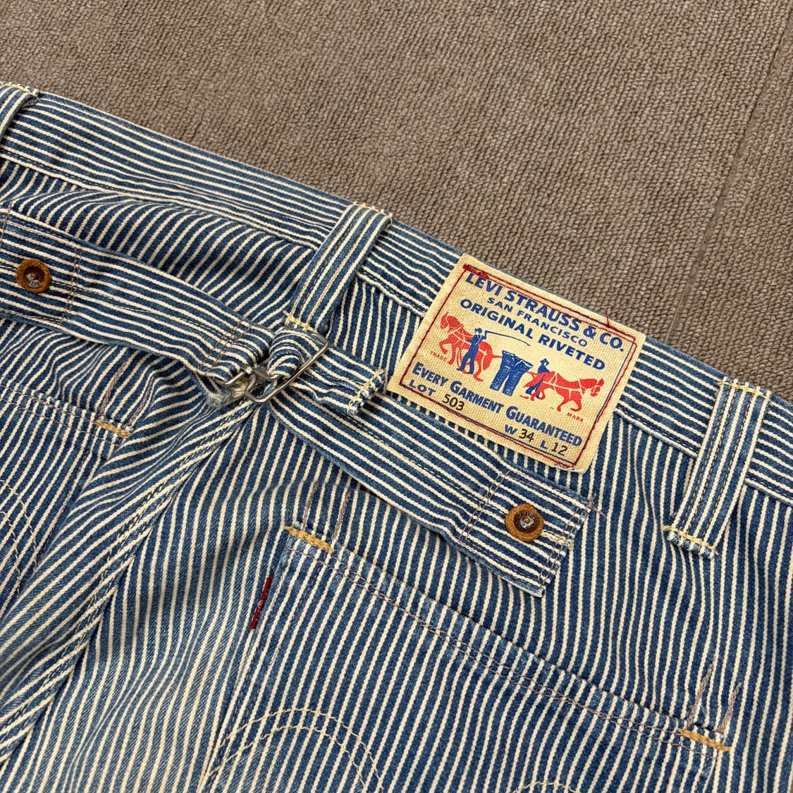levis 503 리바이스 히코리 카펜터 신치백 하프 데님  상품이미지5
