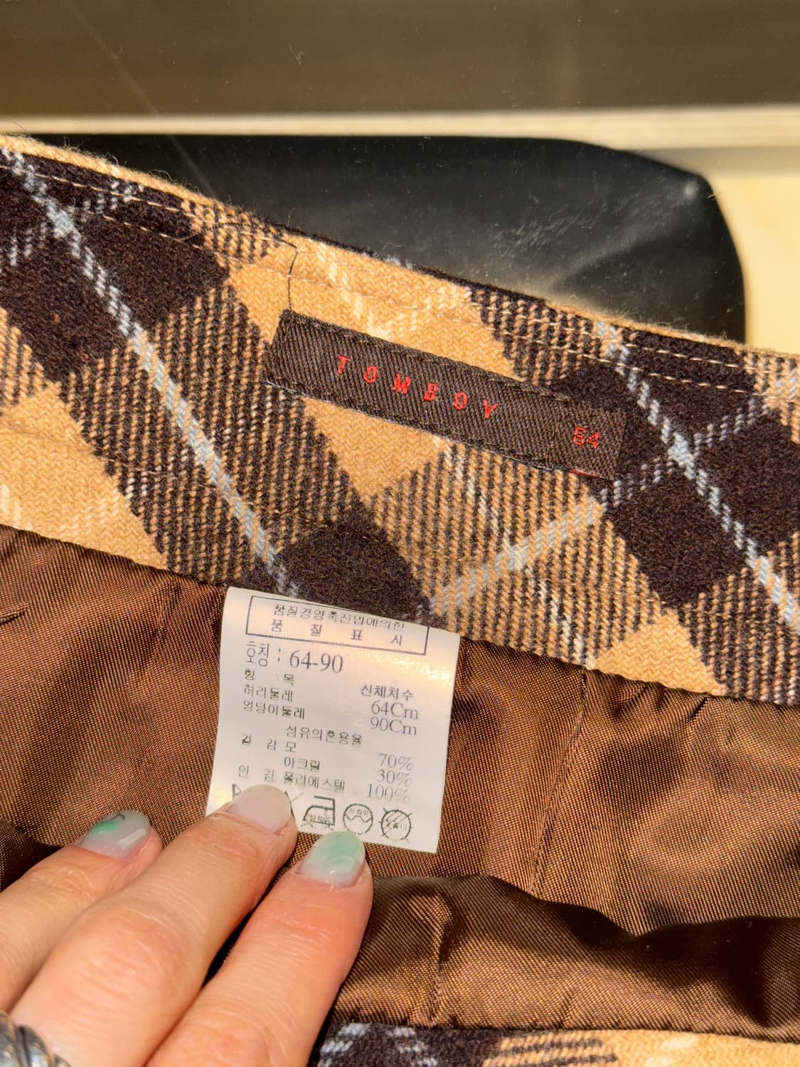 톰보이 브라운 레더 벨트 체크스커트 상품이미지4