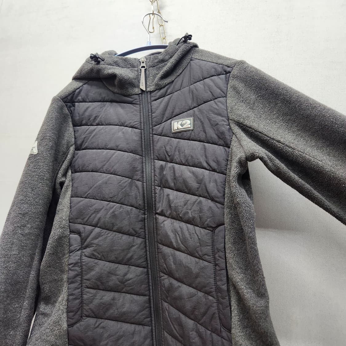 K2 로고 하이브리드 경량패딩/플리스 스트링 후드집업95(M) 상품이미지3