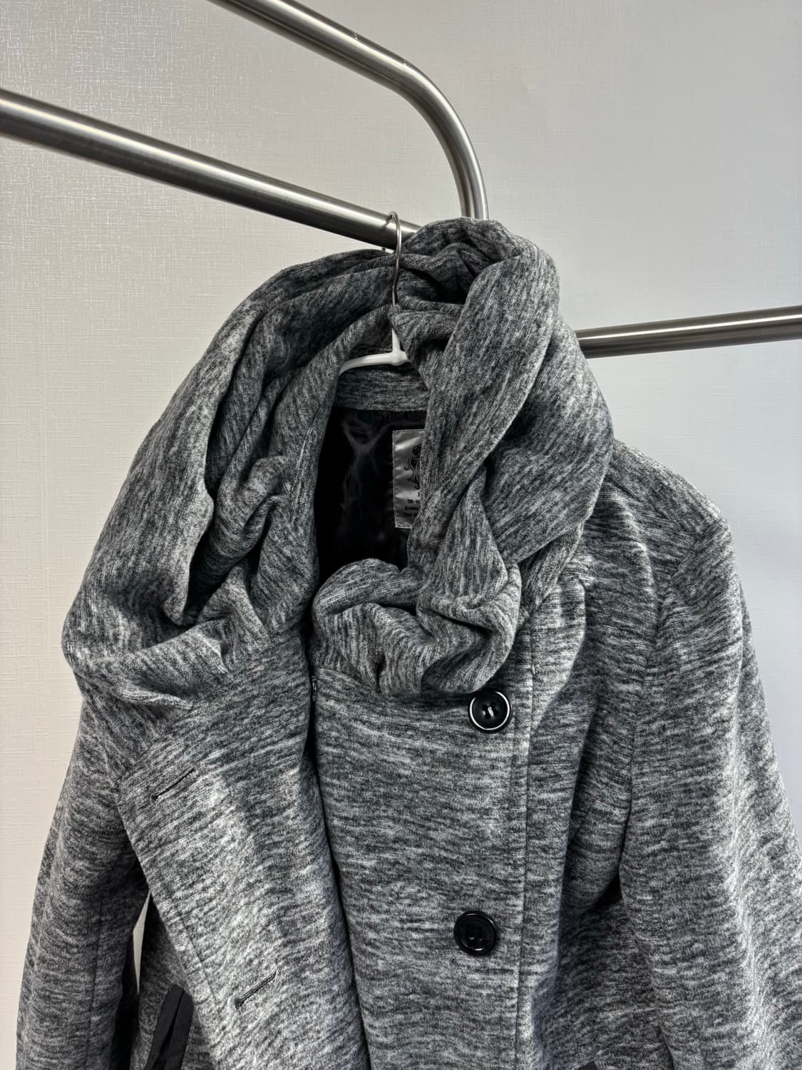 bbp 갸루 멜란지 더플 버튼 빅 숄 점퍼 상품이미지3