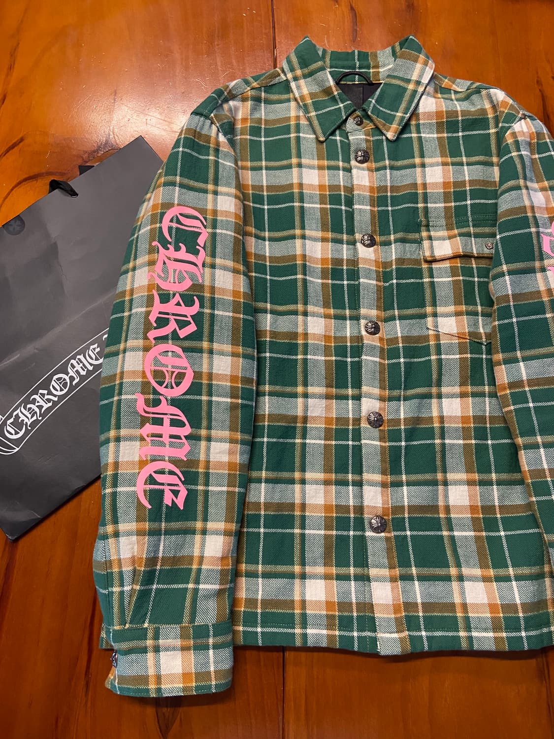 크롬하츠 레터링 체크 누빔셔츠 사이즈 m 상품이미지1