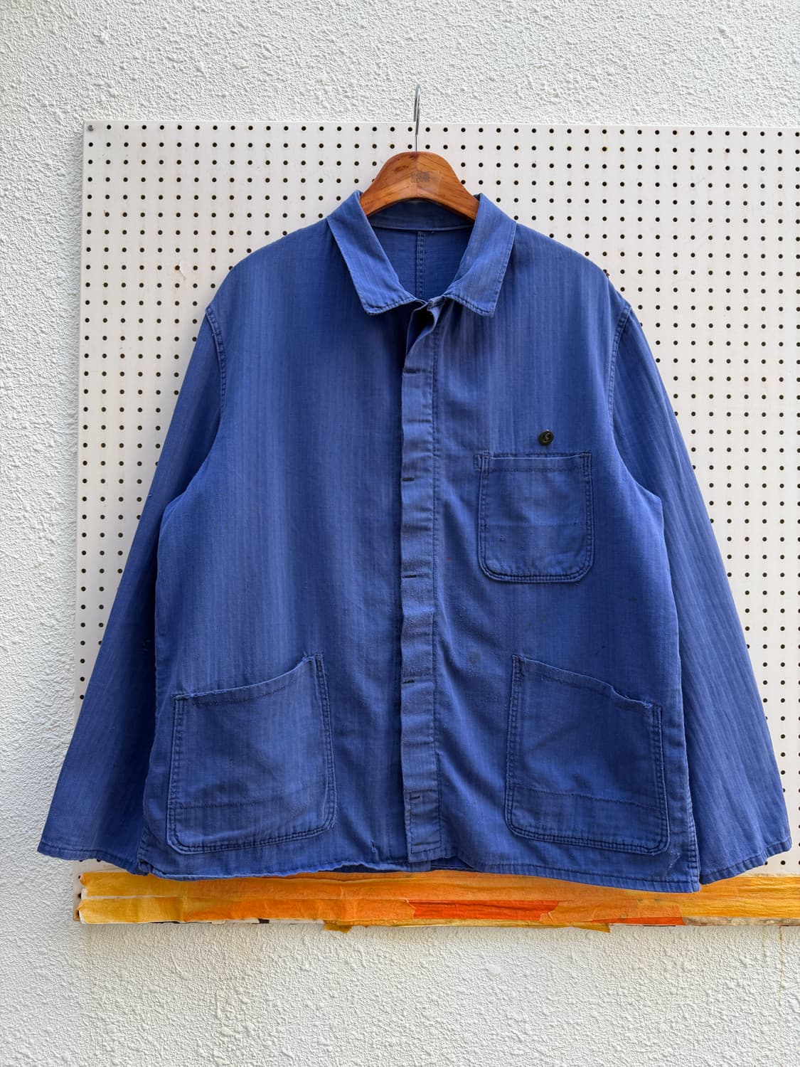 1970s FRENCH INK BLUE HBT 헤링본트윌 프렌치워크자켓 상품이미지1