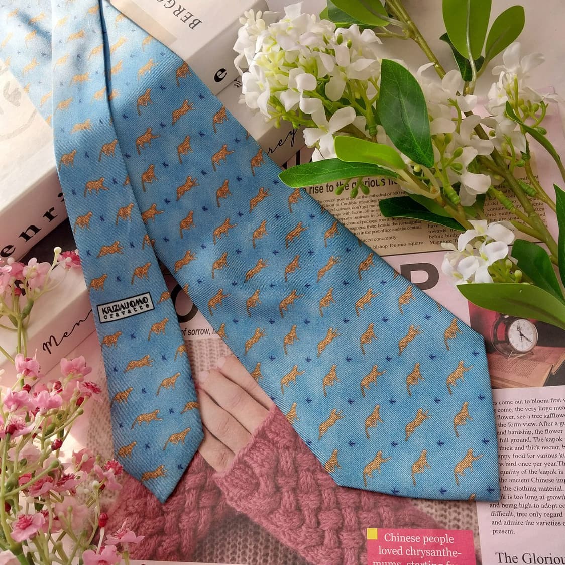 크리지아 실크 스카이블루 치타&K 넥타이 9.5cm A+등급 K1518
 상품이미지3