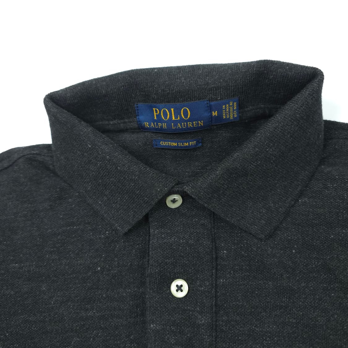폴로 랄프로렌 커스텀슬림핏 코튼 반팔카라티 다크그레이 (M) 상품이미지4