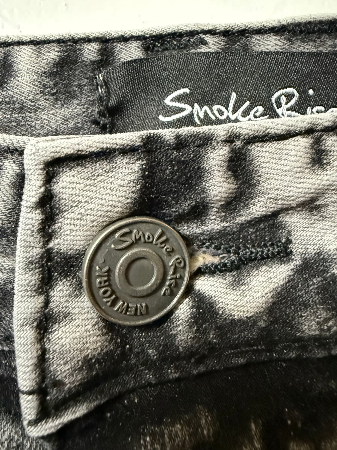 스모크라이즈 아이스 워시드 데미지 와이드 데님진 상품이미지3