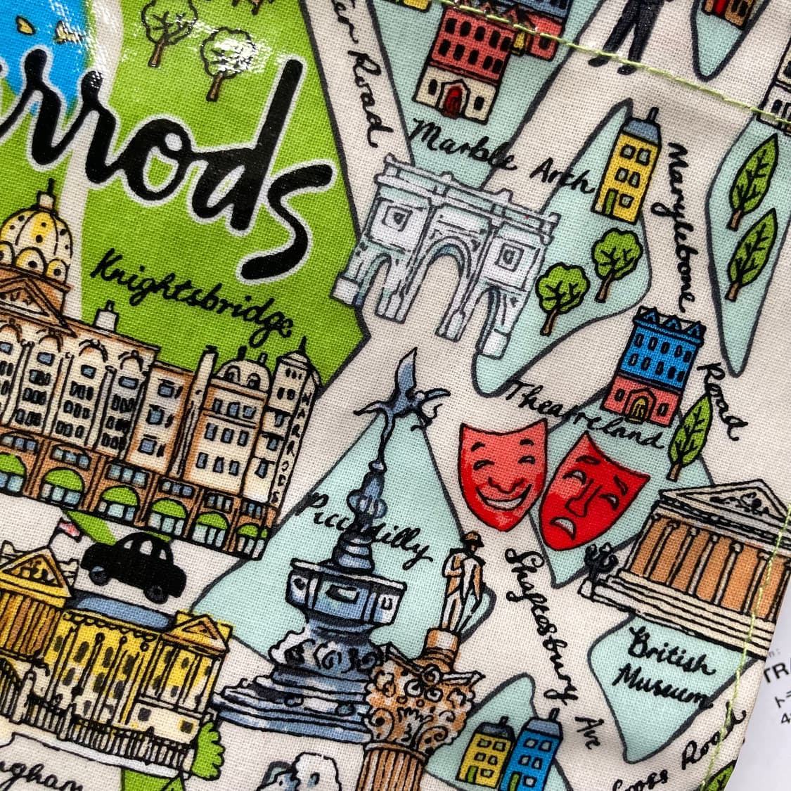 빈티지 harrods 헤로즈 헤롯 영국 런던 투어 지도 프린팅 패턴 가방 상품이미지4