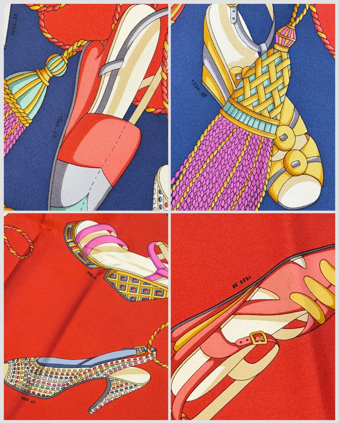 페라가모 빈티지 실크 스카프 슈즈 프린트 멀티컬러 상품이미지5