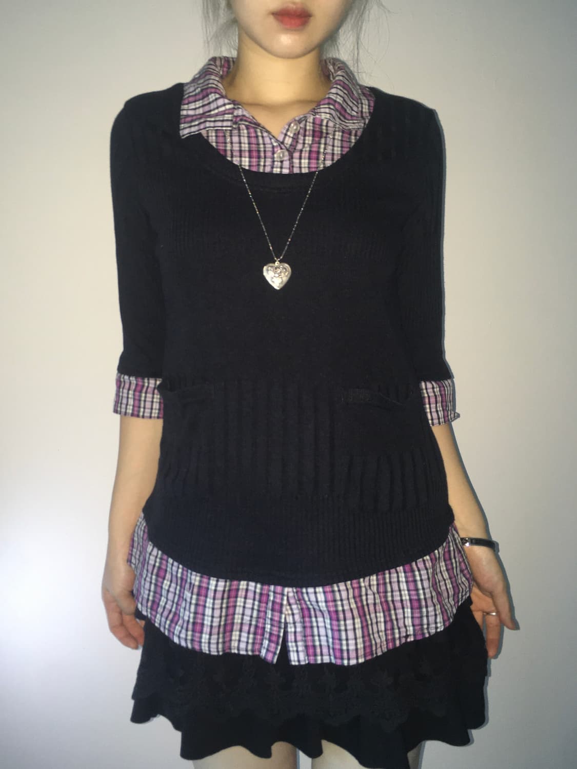 jpn vintage highteen shirts layered knit 상품이미지4