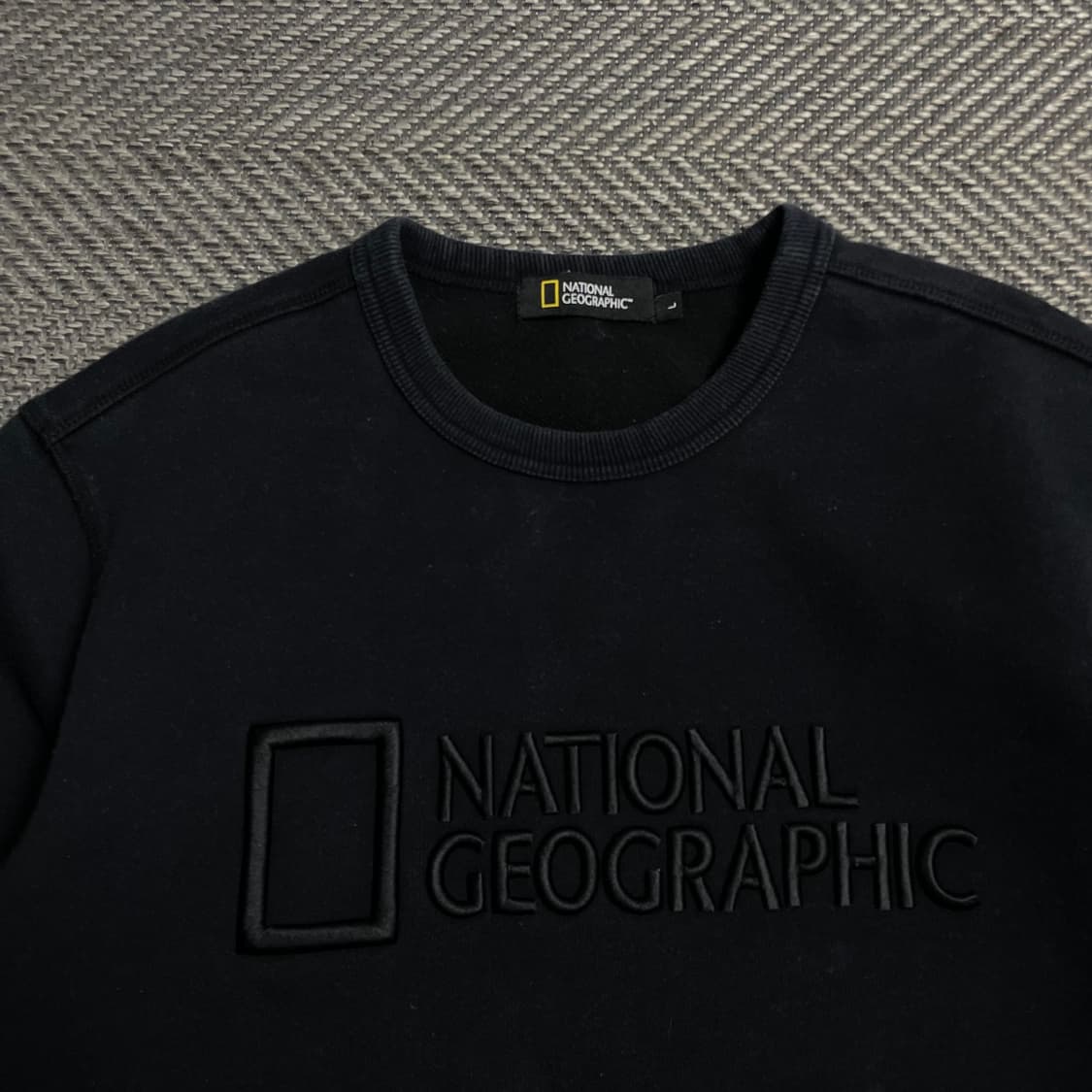 내셔널지오그래픽 자수 빅로고 박시핏 맨투맨 블랙y 5321 상품이미지5
