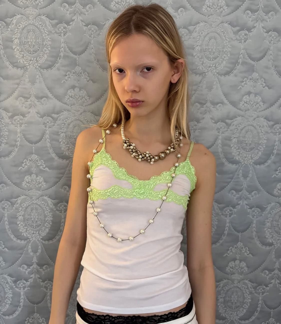 아일릿 모카 착용) 저스트하우스 레이스 LACE TRIM CAMISOLE 상품이미지1