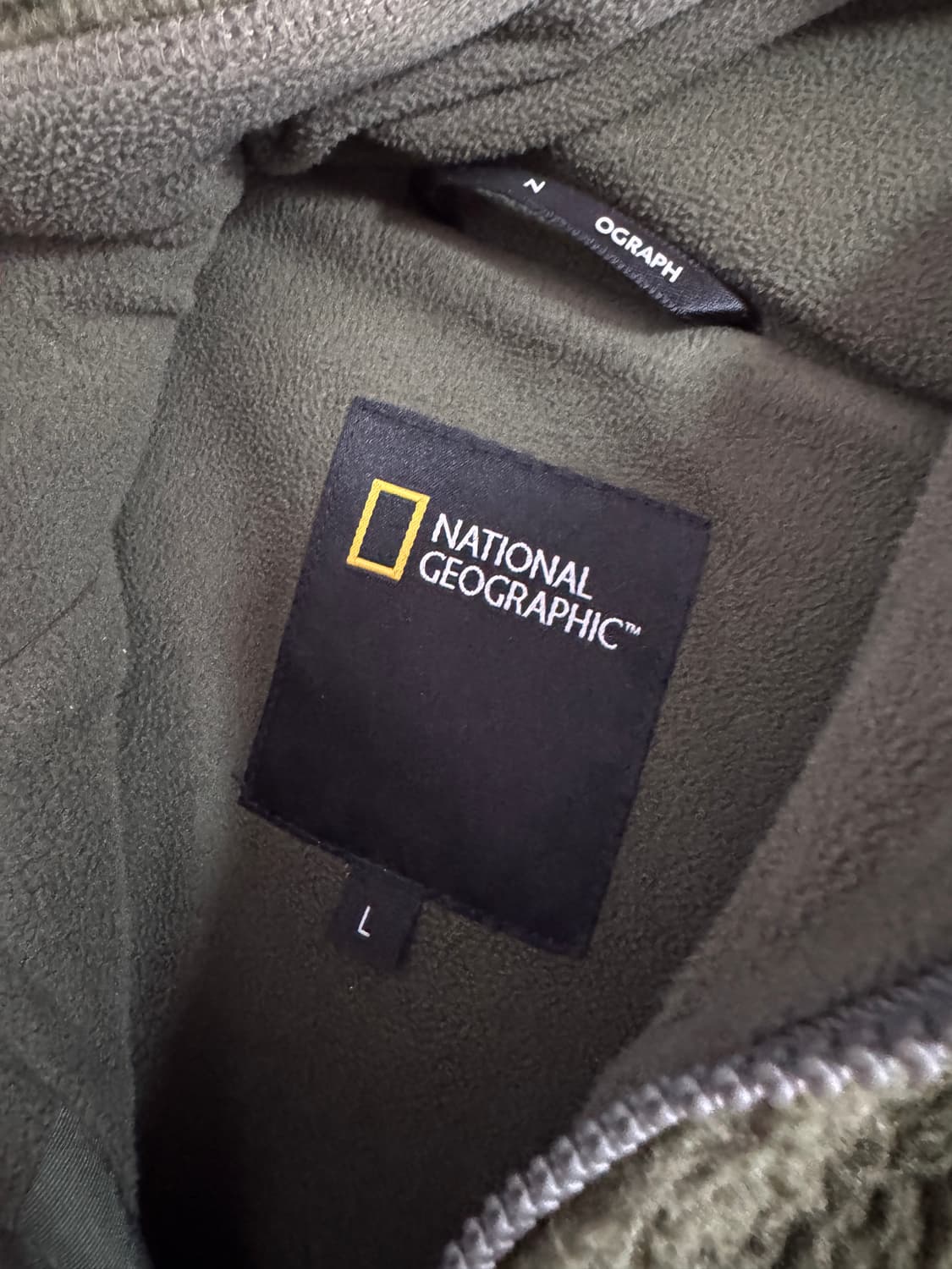 내셔널지오그래픽 후드 플리스 자켓 L 카키 상품이미지3