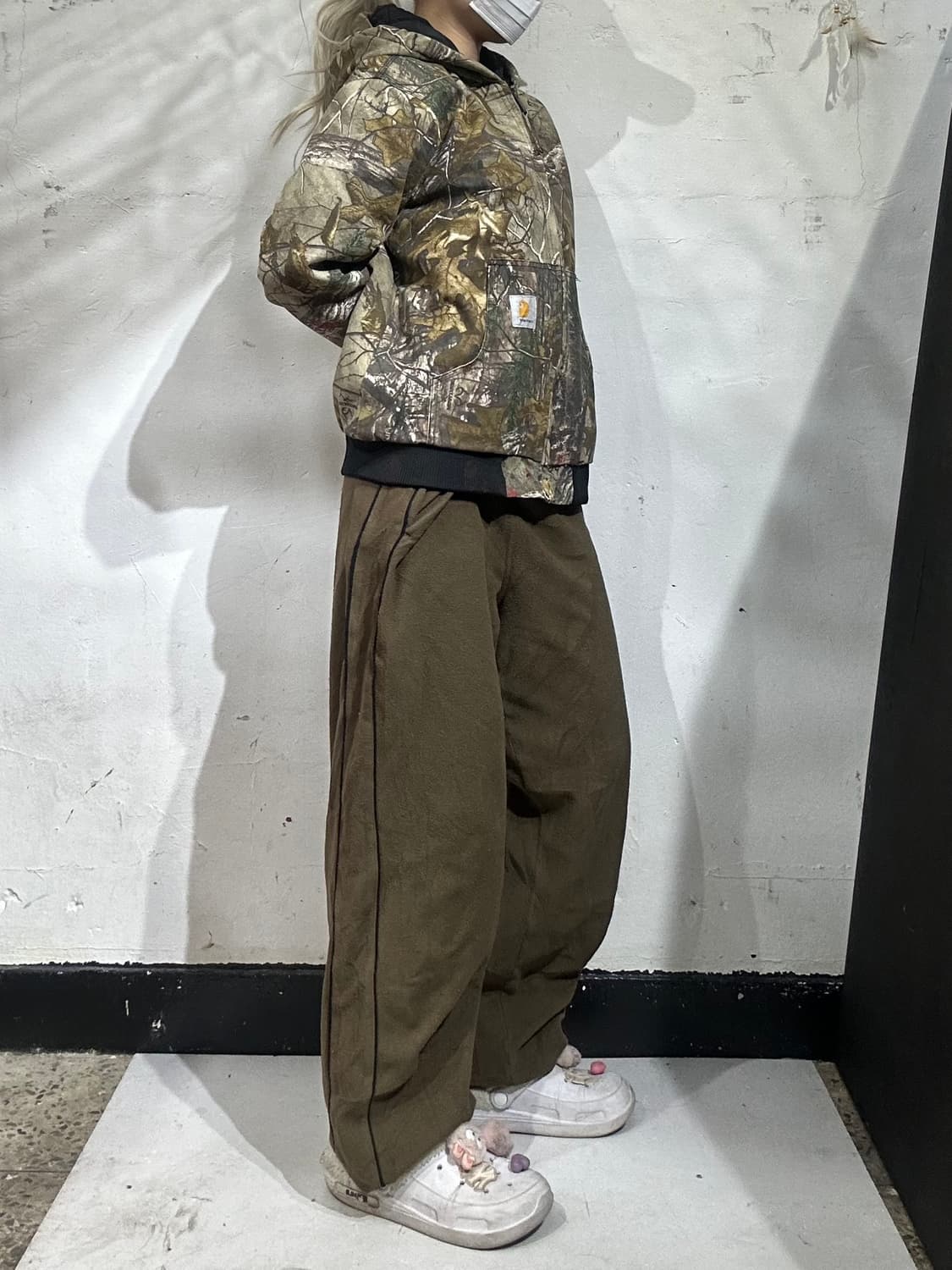 일본 빈티지 후리스 와이드 브라운 뽀글이 트레이닝 팬츠 추리닝 바지  상품이미지1