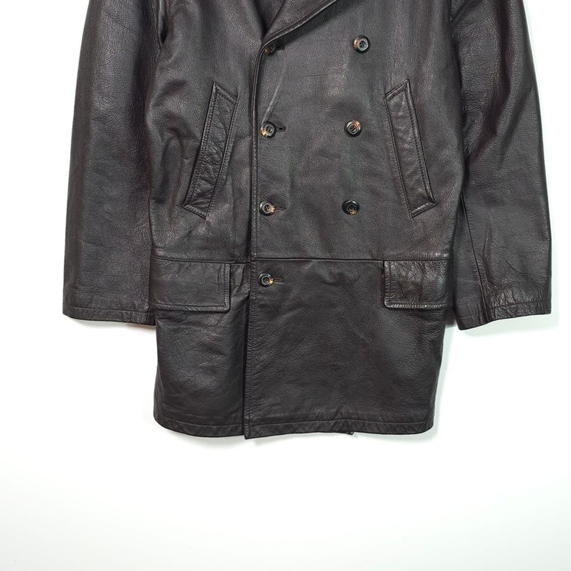 DKNY 리얼레더 더블 코트 S 상품이미지4