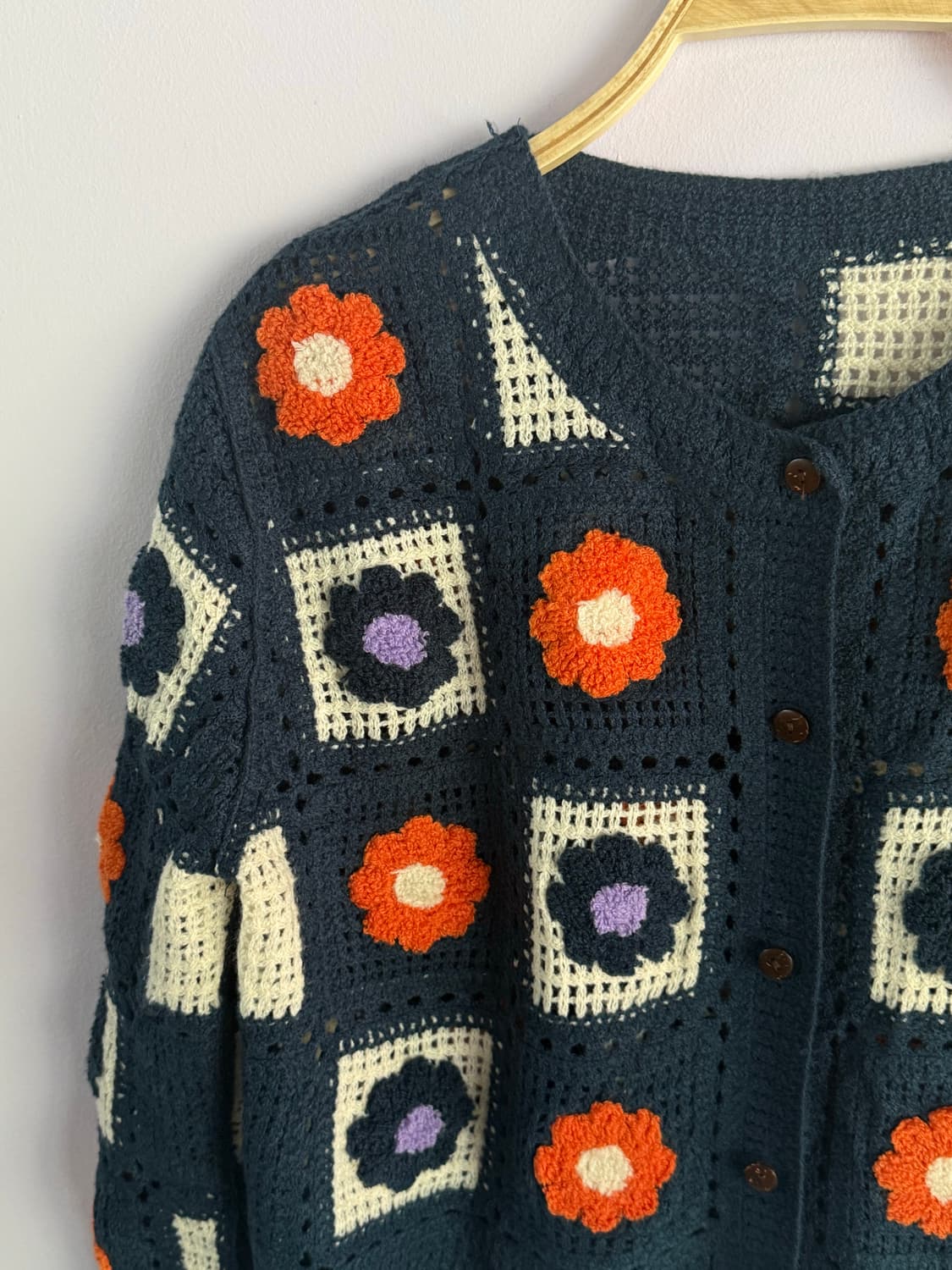 일본진티지) 꽃 뜨개 가디건 상품이미지5