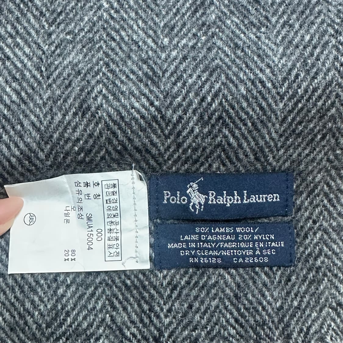 폴로 랄프로렌 램스 울 그레이 체크 머플러 목도리 상품이미지4