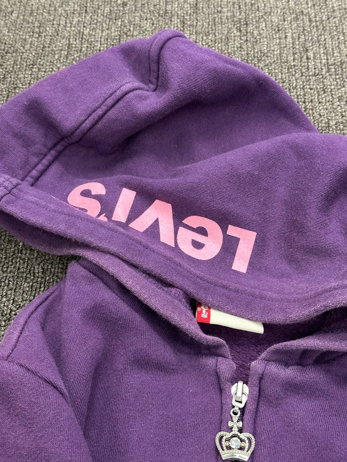 155)리바이스 빈티지 여성 크라운 큐빅 패치 퍼플 후드집업 상품이미지6
