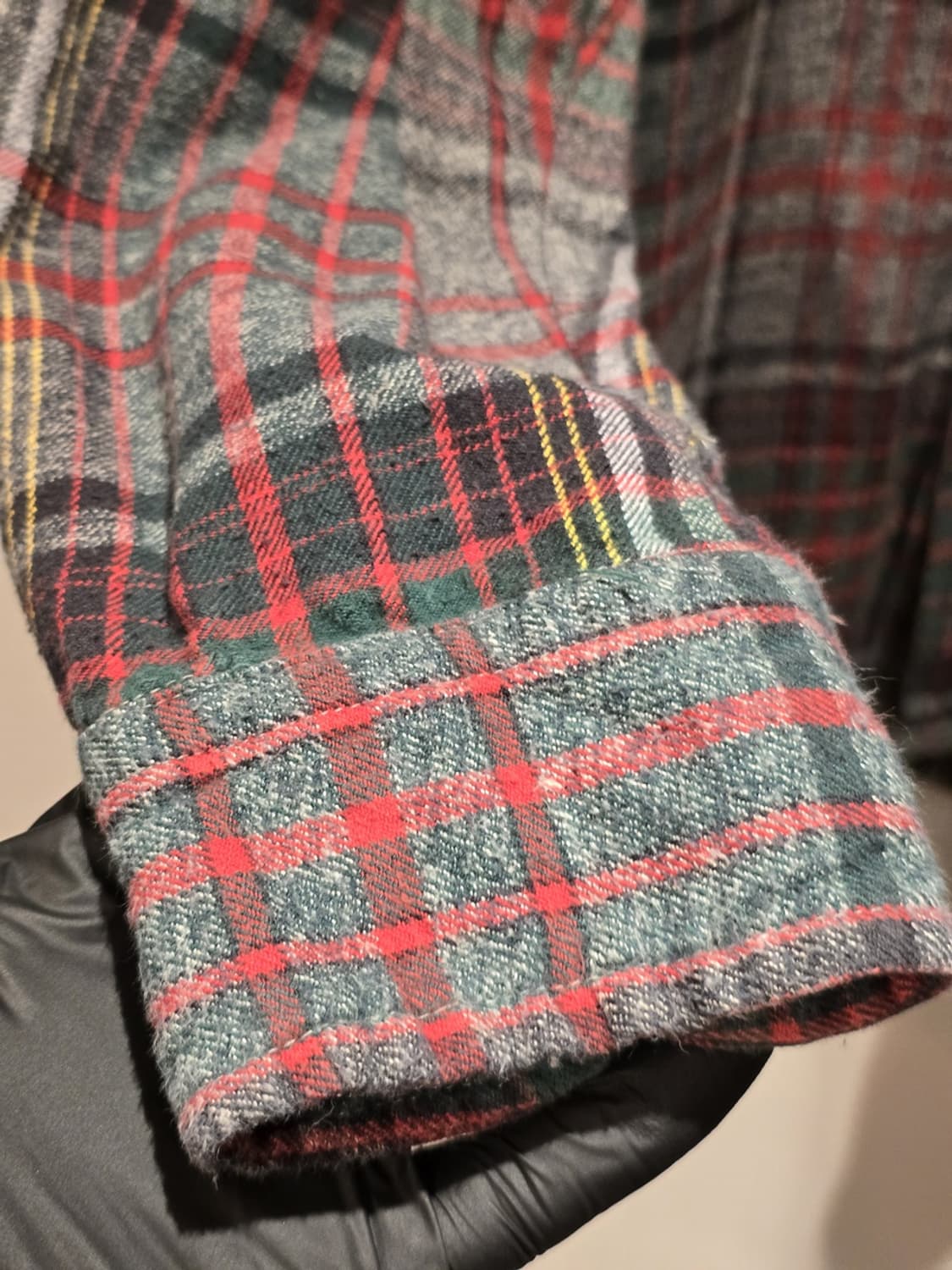 90s BDM Red & Grey Tartan Plaid Flannel  상품이미지3