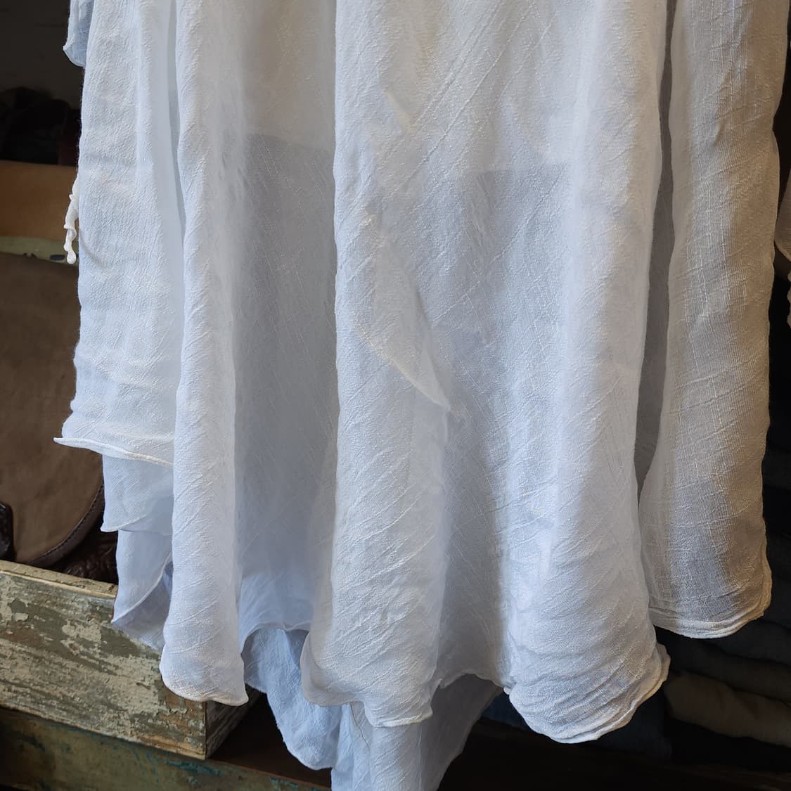 90s 빈티지 스커트 유럽  화이트 스커트 밴딩 허리끈 상품이미지5