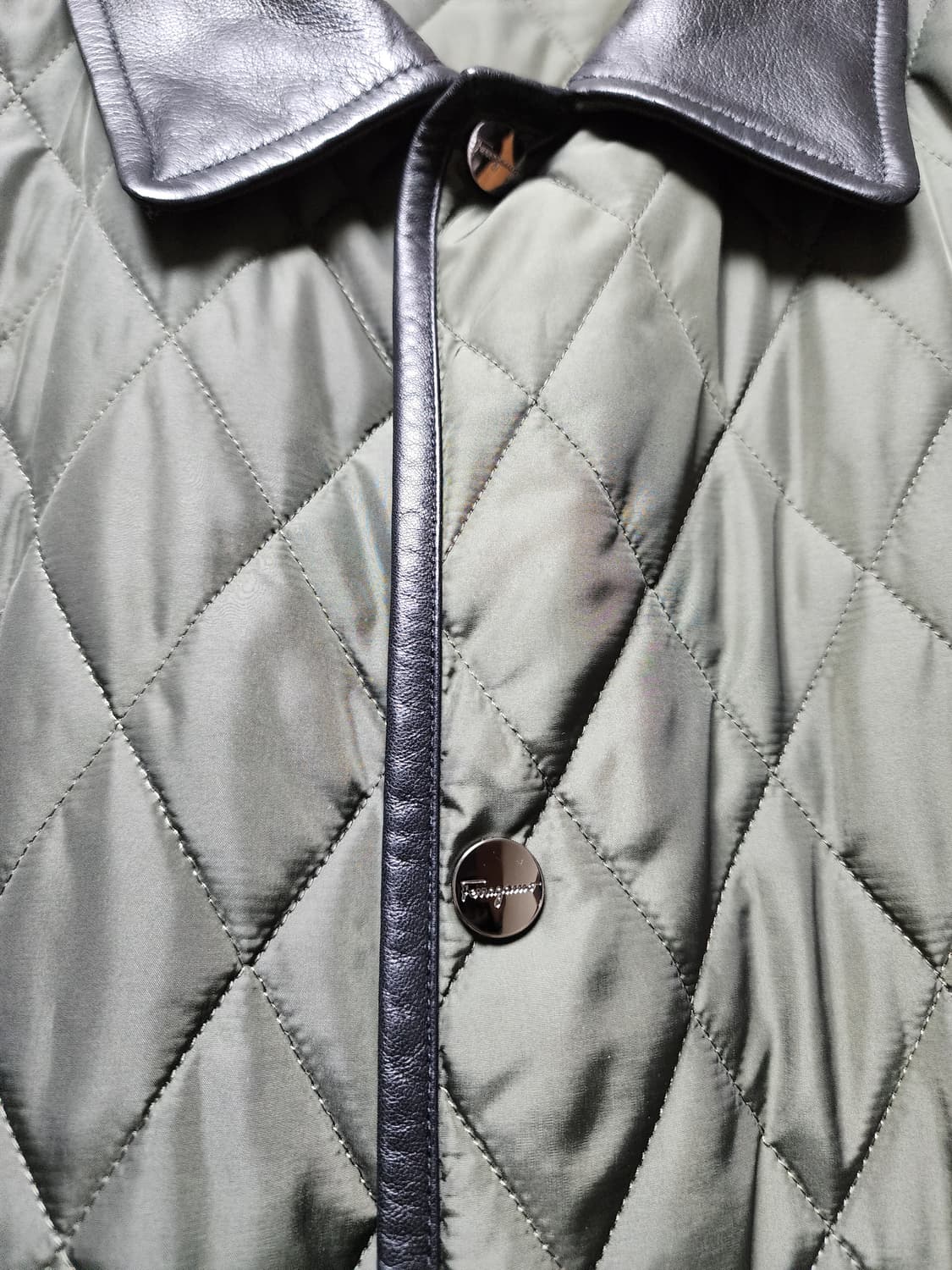 (정품) 페라가모 레더 파이핑 퀼팅 자켓 누빔자켓 XL 50 상품이미지4