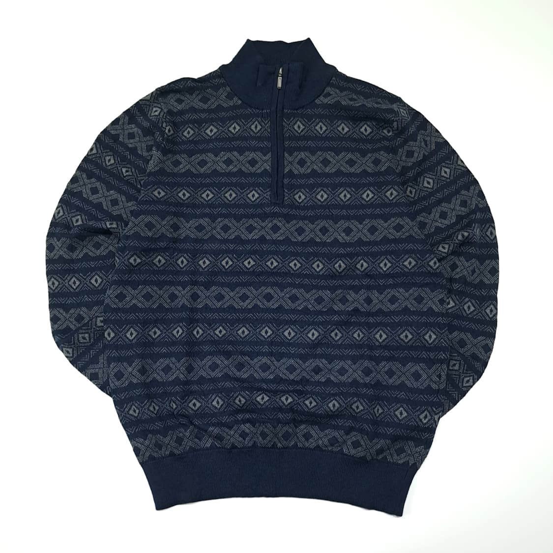 CL143 M 엘엘빈 코튼 캐시미어 페어아일 하프집업 니트 상품이미지1