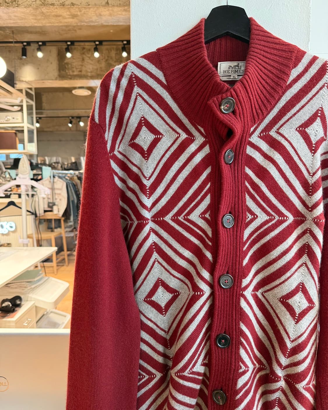 에르메스 레드 울 패턴 가디건  상품이미지4