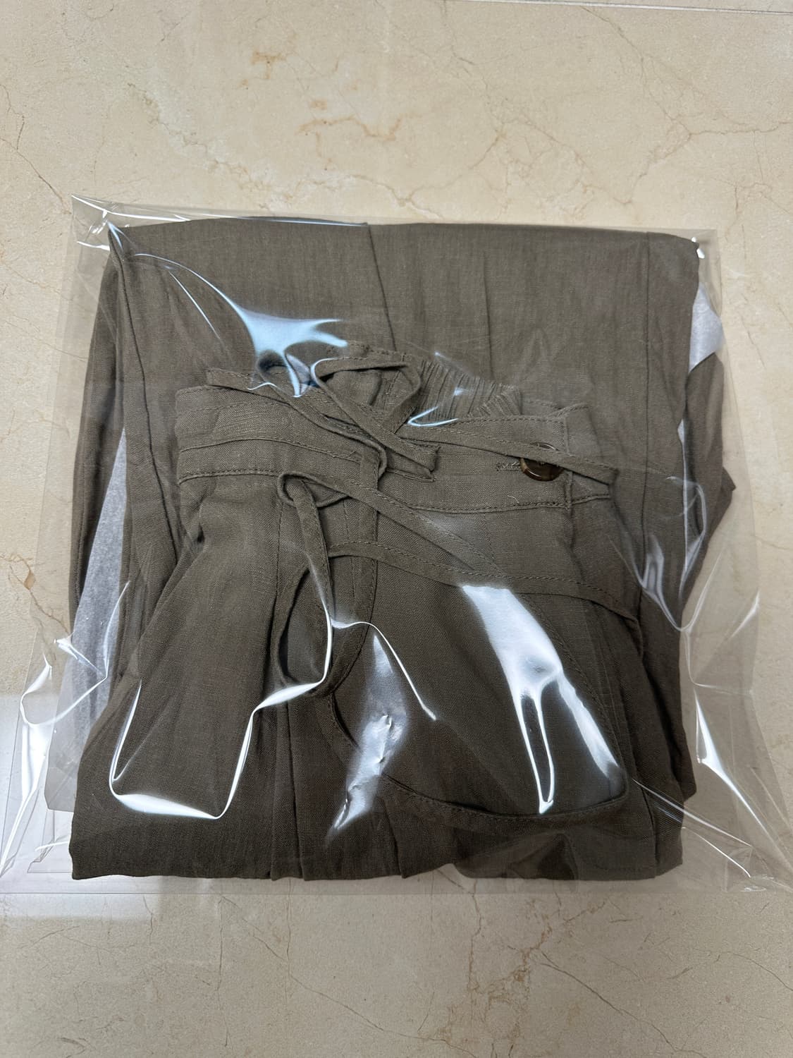 난닝구 스트랩 밴딩 린넨 팬츠 카키 (55추천)   상품이미지1