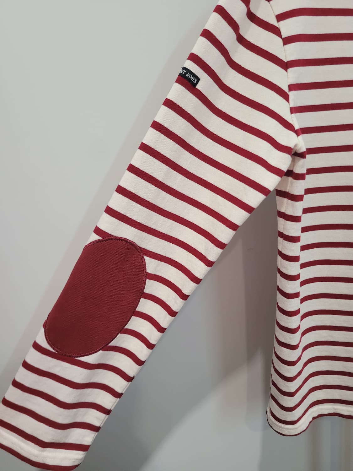 세인트제임스 레드 단가라 엘보패치 긴팔 티셔츠 S사이즈 상품이미지5