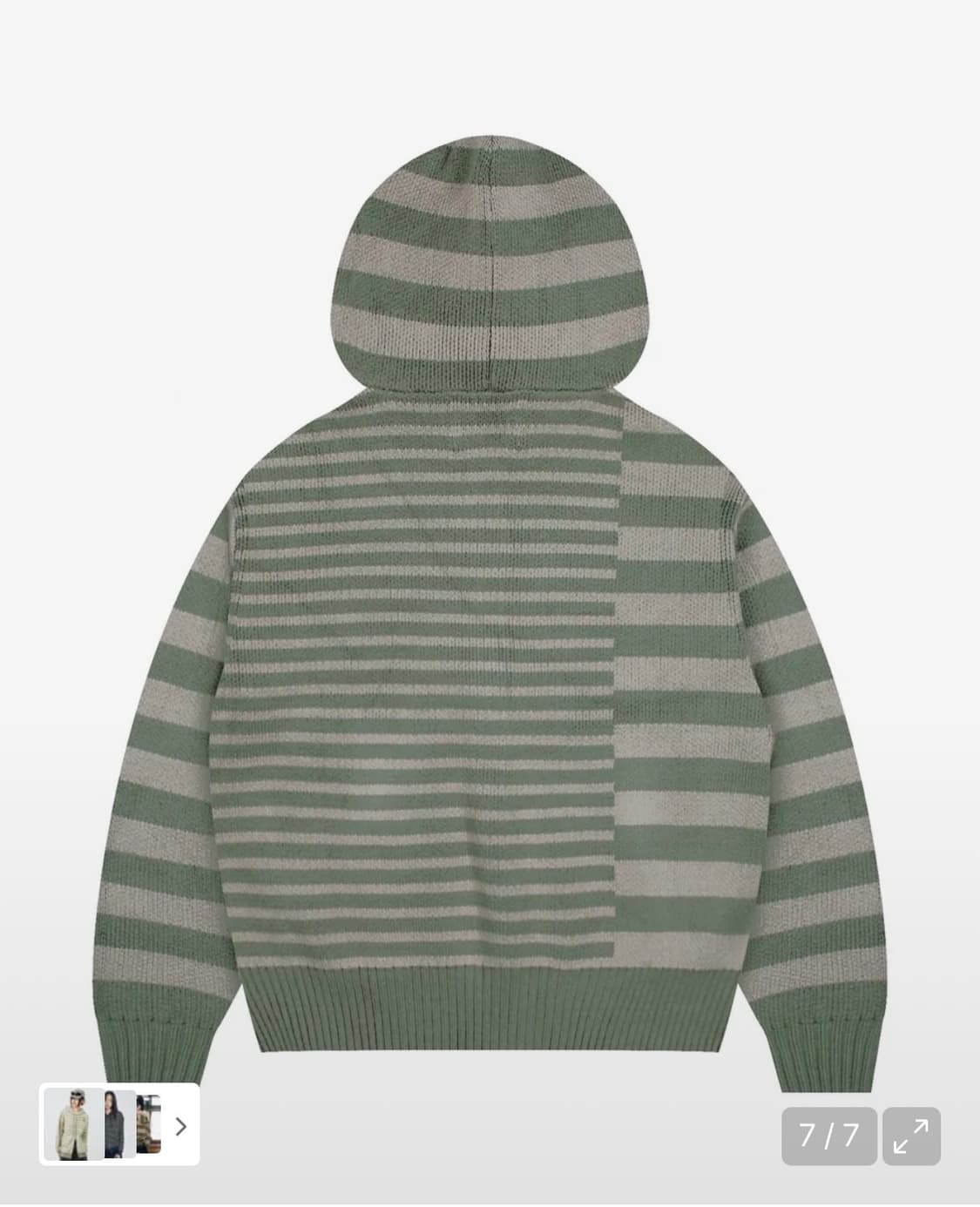 언발란스 스트라이프 니트 후드 집업 상품이미지3